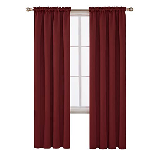 Deconovo Red Curtain, Blackout Curtains - Rod Pocket Thermal Insulated, Room Darkening Window Curtain Drapes for Bedroom Living Room (52W x 84L Inch, Set of 2 Curtain Panels)