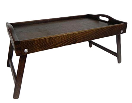 Bed Tray - Wooden Lap Tray Breakfast in Bed Serving with Folding Legs Table Mate Wipe (Dark Brown)