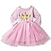 NNJXD Girl Shinny Stripe Baby Girl Long Sleeve Printed Tutu Dress Gold&Light Pink 10-12 Months