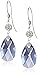 Amazon Collection Sterling Silver Swarovski Elements Clear and Tanzanite-Colored Crystal Dangle Earrings