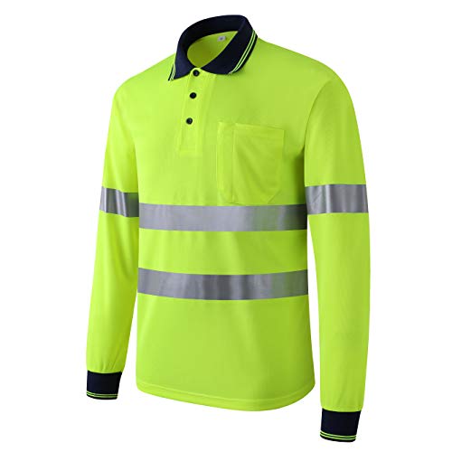 Uninova Safety Shirt High Visibility - Reflective Polo Shirt Long Sleeve for Men and Women - ANSI/ISEA Standards (Medium, Long Sleeve)