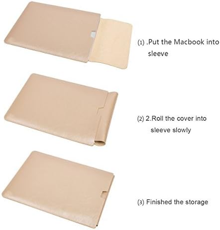 ele ELEOPTION Microfiber Leather Laptop Sleeve Slim Case Cover Luxury PU Leather Case Elegant Protective Case Integrated Mouse pad for Macbook 12" - Image 3