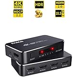 4K HDR HDMI Switch, Koopman 4 Ports 4K 60Hz HDMI 2.0 Switcher Selector with IR Wireless Remote, Supports UltraHD Dolby Vision, High Speed(Max to 18.5Gbps), HDR10, HDCP 2.2 & 3D
