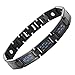 Mens Link Black Bracelet Stainless Steel -Titanium Elements - Blue Carbon Fiber Insets (Magnetic Therapy)