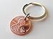 2009 Penny Keychain With Heart Around Year; Engraved Couples Keychain, 15 Year Anniversary