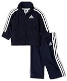 adidas Baby Boys' Iconic Tricot Jacket and Pant Set, Navy/White, 9 Months