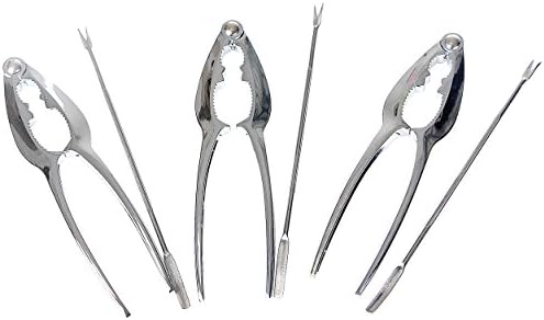 Stainless Seafood Tools Set Nut Cracker and Forks Steel Seafood Set Tools with Cracker and Picks,Pack of 6 by Hierkryst