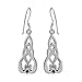 Irish Celtic Heart Claddagh .925 Sterling Silver Dangle Earrings