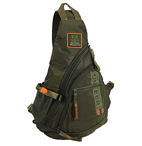 Generic Nylon 30x9x40 cm Army Green Single Shoulder Cross Body Mens Rucksack