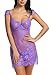 POGT Sexy Lace Chemise Babydoll Transparent Underwear Dress Lingerie with G-string