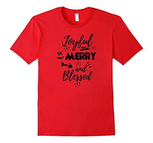 Mens Joyful Merry And Blessed Holiday Season T-shirt Large Red