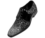 Amali Gradey - Mens Shoes - Oxford Shoes for Men - Tuxedo Shoes - Formal Shoes for Men, Black, Two Tone, Glitter, Sparkle - Mens Dress Shoes; Color: Silver, Size 10 Runs Big GO Full Size UP