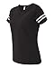 LAT Ladies Fine Jersey Short Sleeve Football Tee (3537) Black/White, L