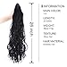 Synthetic Wavy Curly Drawstring Ponytail Extension Clip in Claw Ponytails Long Curly Ponytail Extension Wavy Synthetic Ponytail Hairpieces for Women Black Color(2#)
