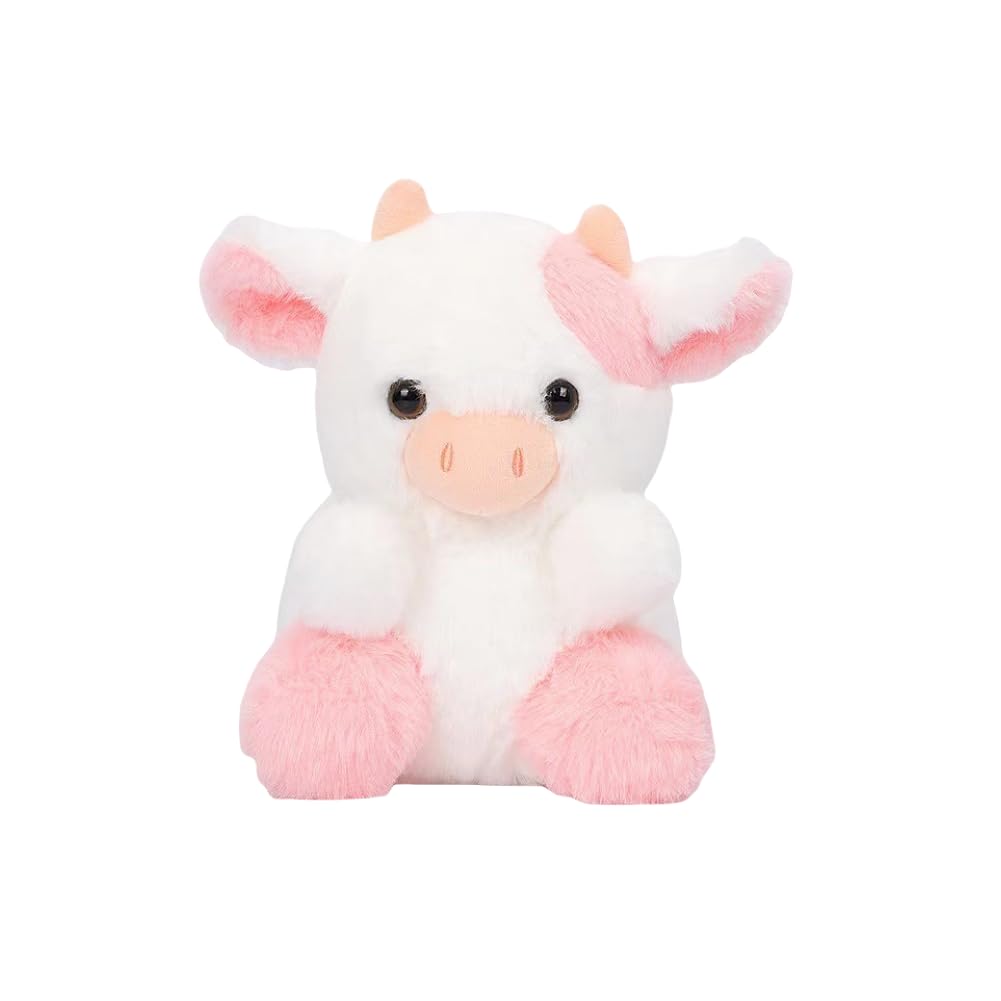 LAARNT 20cm Kawaii Pink Strawberry Cow Plush Toy, 3D Cute Cow Stuffed Animal Plush Doll Pillow Home Decoration Lovely Gift Children Kids