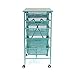 Origami Wheeled Folding Steel 5 Drawer Storage Kitchen Cart Wood Top, Turquoise