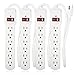 Maxxima 6 Outlet Power Strip Surge Protector - 300 Joules, Features Red On/Off Switch, 4 Pack, Powers Multiple Electronics and Devices Simultaneously, Perfect for Home Appliances - White