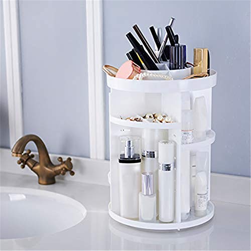 Transser 360 Rotating Makeup Organizer, Adjustable Makeup Carousel Spinning Holder Storage Rack, Large Capacity Make up Caddy Shelf Cosmetics Organizer Box, Great for Bedroom, Bathroom