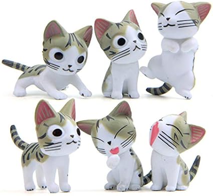 Kimkoala Lot De 6 Petits Chats Chats Chi Miniatures Pour Decoration D Exterieur Ou D Interieur Gris Amazon Fr Cuisine Maison