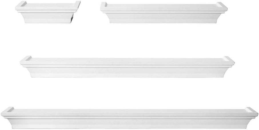 Melannco 5091215 Floating Wall Mount Molding Ledge Shelves, Set of 4, White: Home & Kitchen