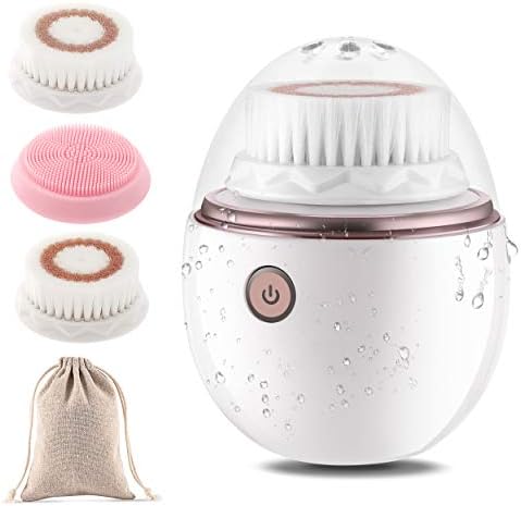Facial Cleansing Brush, Sonic Face Cleansing Brush Electric Wireless Rechargeable Waterproof Face Brush with 3 Modes Smart Reminder Timer & Storage Travel Bag