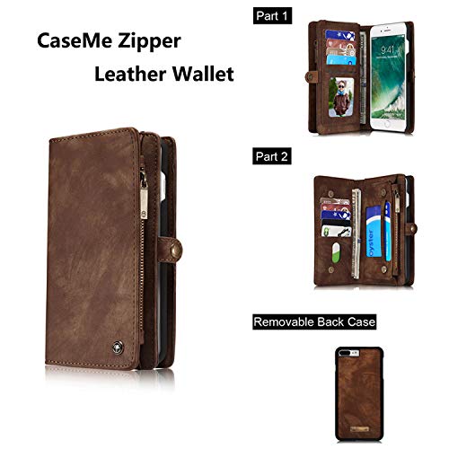 Leather Wallet Magnetic Detachable Phone Case with Card Holder Flip Cover for IPhone XS MAX, Brown - Thumbnail 6
