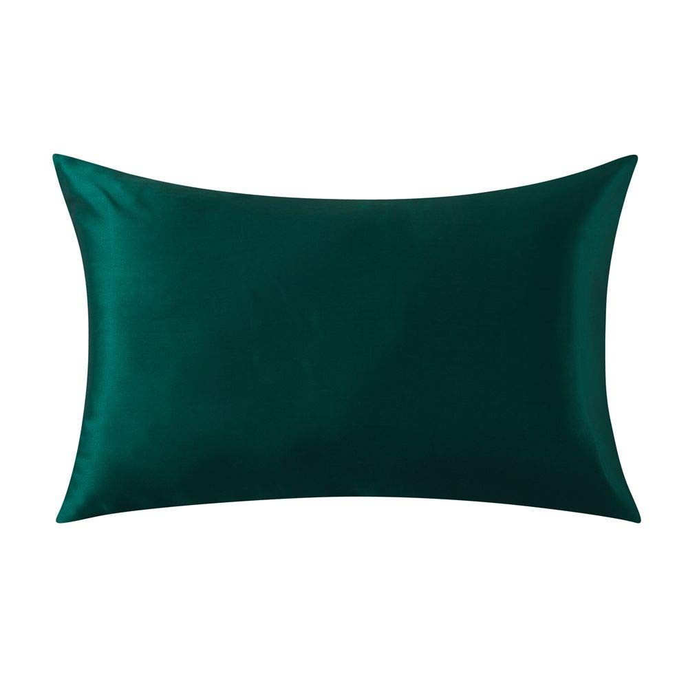 SLPBABY Silk Pillowcase for Hair and Skin with Hidden Zipper Print (Standard(20''x26''), Blackish Green)