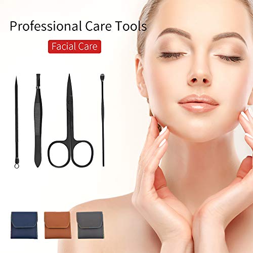 GGYao Nail Clipper Set Manicure Set - Stainless Steel Professional Grooming Kit, Nail Scissors and Clipper Manicure Pedicure Kit, 12 In 1 Portable Manicure Tools Kit with Leather Case - Blue