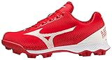 Mizuno Wave Lightrevo JR Baseball Shoe, Red-White, 4