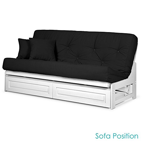 Nirvana Futons Arden White Futon Frame with Storage Drawers Full or