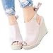 Younsuer Wedges Sandals For Womens Espadrille Platform Peep Toe Ankle Strap Mid Heel Suede Back Lace Up Sandals