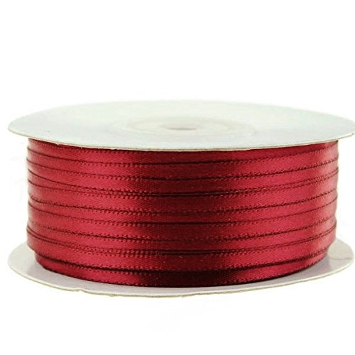 Ben Collection 1/8" X 100 Yard Double Faced Satin Ribbon Art & Sewing Party Favor (Scarlet)