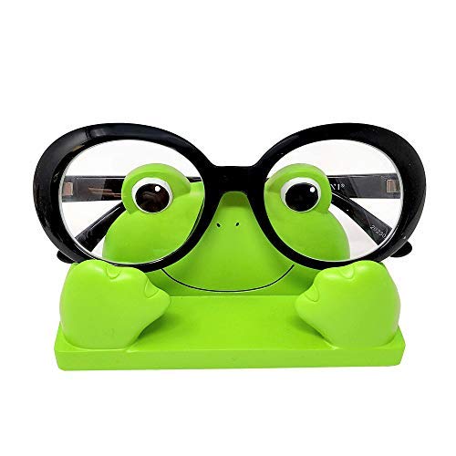 JewelryNanny Fun Frog Eyeglass Holder Stand for Kids Women - Securely Hold Kids Eyeglasses, Adult Reading Glasses like Bedside Nightstand Organizer, Cute Desk Accessories