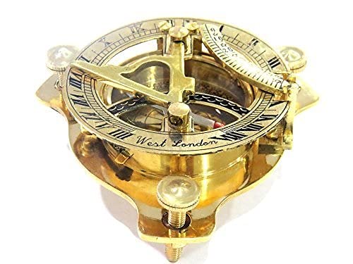 NauticalMart 3.5" Sundial Compass - Solid Brass Sun