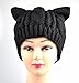 Leegoal Women Devil Horns Cat Ear Crochet Braided Knit Ski Wool Hat Cap,Black