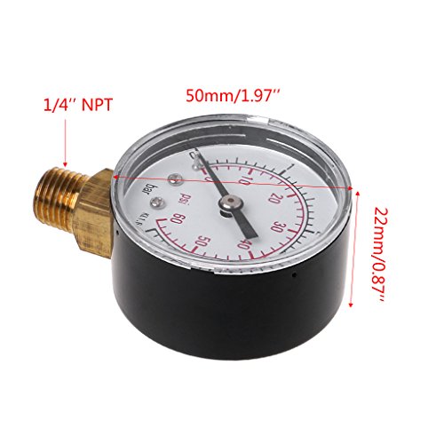 OTGO 0-60 PSI 1/4" NPT Mini Pressure Gauge Pool Spa Filter Water Pressure Measuring