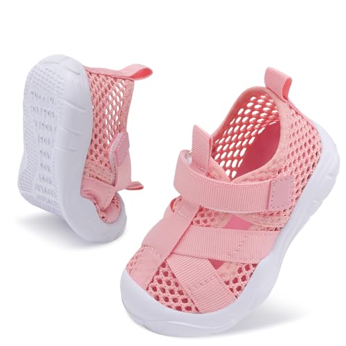 Scurtain Toddler Girl Water Shoes Wide Athletic Hiking Shoes Girls Summer Beach Essentials Pink Toddler Sneakers for Girl Size