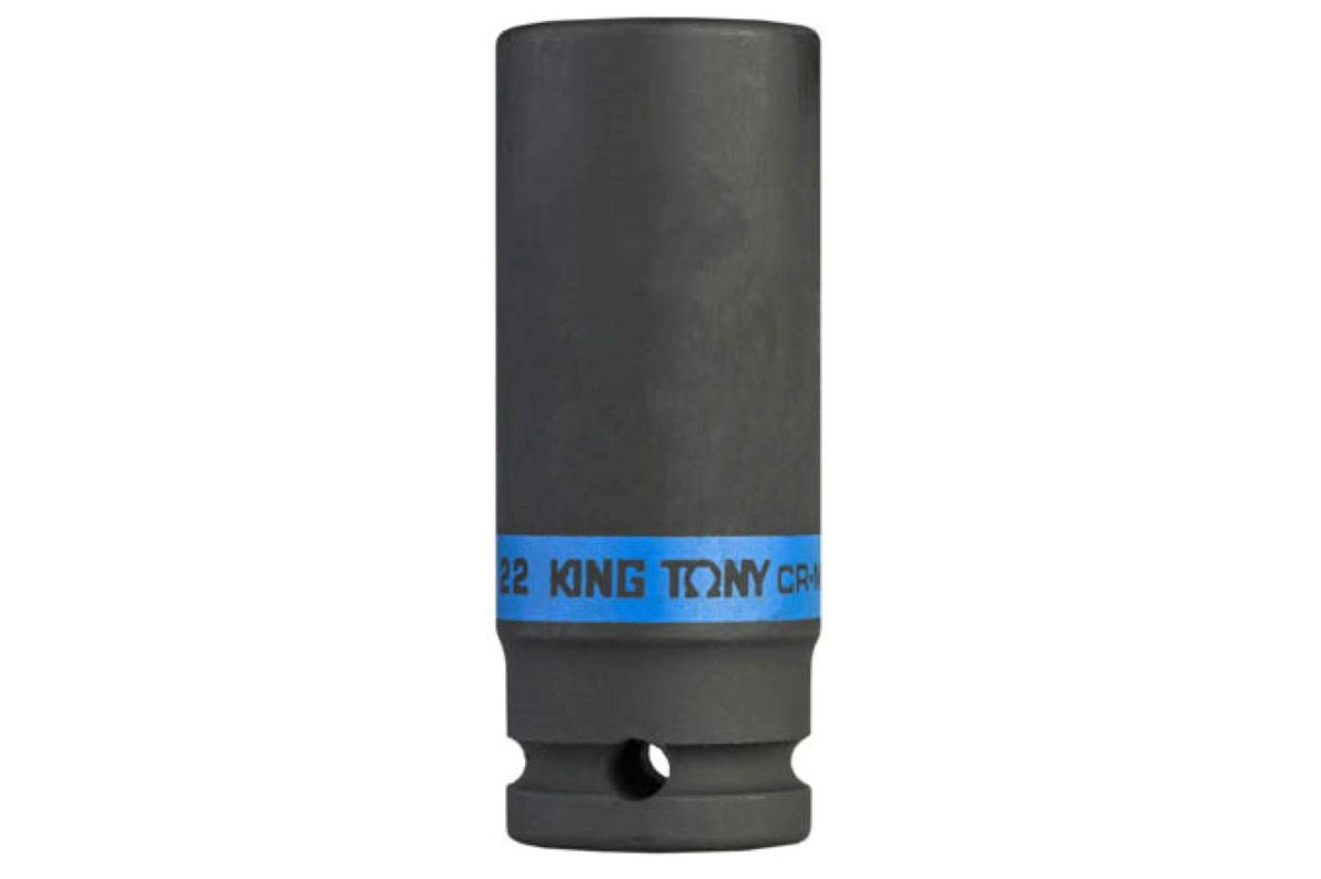 KING TONY 443022M Socket De Impacto Long 1/2" Bi-Hexagonal 22mm for DIYers & Professionals, Made for Repair and Installation tasks, 22mm