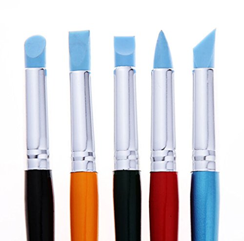 Artist Paint Brush Set--5pcs Colorful Professional Silicon Brushes Blender for Painting, Masking Fluid,Clay Molding