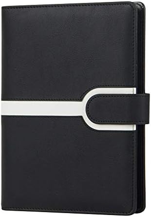 A5 PU Leather Business Notebook,Black and White Color,Writing Notebook Diary with Card Holder & Pen Loop & Magnetic & Refillable Loose Leaf Journal by Grope . (Black) Office Product – Day to Day Calendar