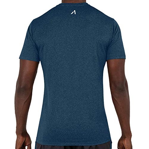 Alive Men's Tee Shirt Active Quick Dry Workout Short Sleeve Shirts Crew Neck (Large, Nautilus Heather-V Neck) - Thumbnail 2