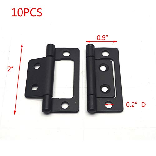 Tulead Non-Mortise Hinges Chest Hinges Heavy Duty Hinges for Furniture 2"x0.9",Black,10PCS with Mounting Screws