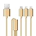 USB Cable, Multi 4FT Nylon Braided Cable Dual Lightning / Micro Universal for iPhone 6 6 Plus 5 5s 5c, iPad Air, iPod 5, Sumsung, HTC, Nokia, Motorola, Blackberry, Tablets (Gold)