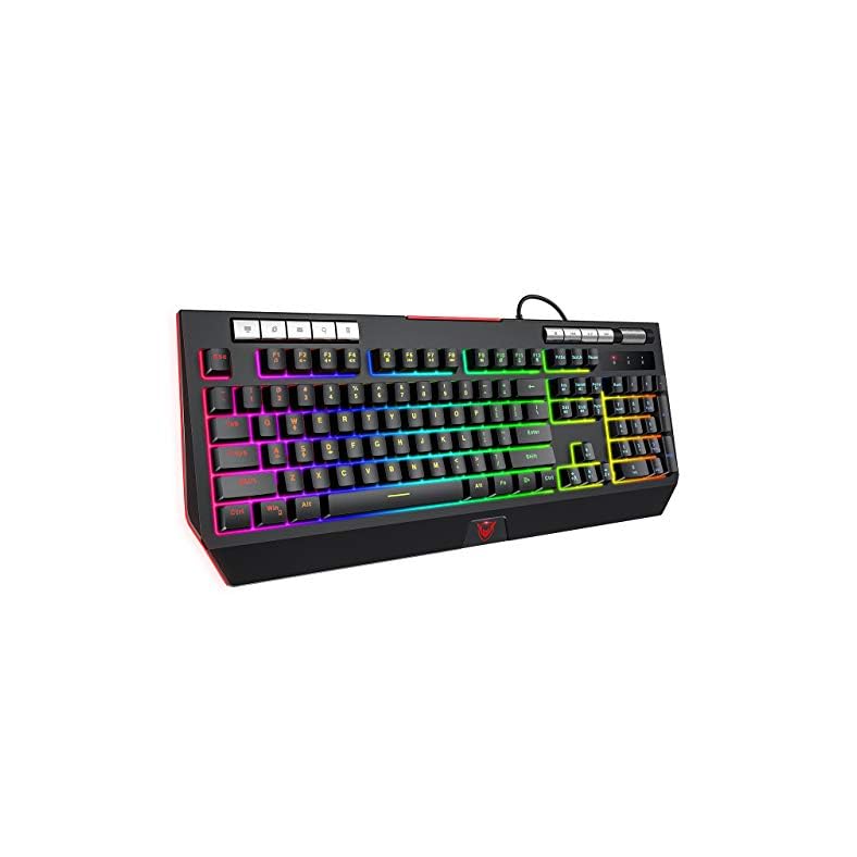 PICTEK Gaming Keyboard with Phone Holder and Volume Wheel,【2020 RGB