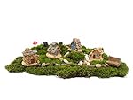 Ginsco 11pcs Fairy Garden Ancient World Diy Kit with Stone House Hedgehog Mushroom