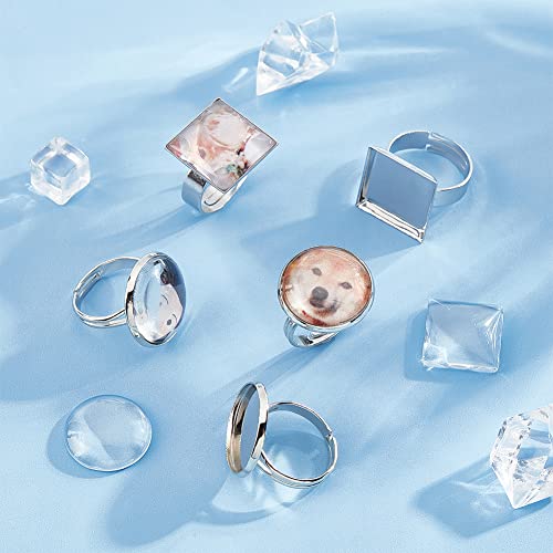 DICOSMETIC 40Sets 2Styles Adjustable Ring Bases Platinum Flat