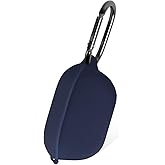 Geiomoo Silicone Case for JBL Vibe Buds 2, JBL Vibe Buds, Soft Flexible Scratch Resistant Protective Cover with Carabiner (Navy Blue)