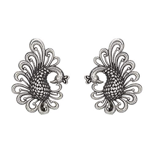 Jewels White 92.5 Sterling Silver Peacock Studs Earring For Women And Girl