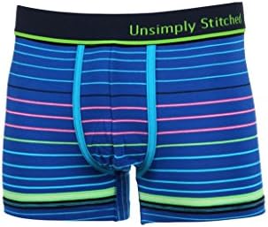Unsimply Stiched Men's Underwear Trunk-UNSTBB-2033-A-Medium Candy Stripe Medium Blue Lime