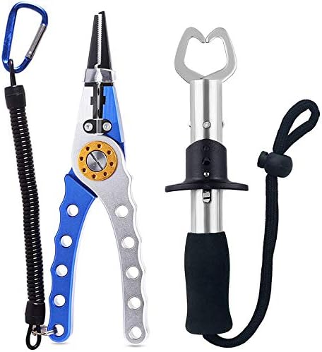Aluminum Fishing Pliers Braid Cutters Split Ring Pliers Hook Remover Fish Grapper Tools with Sheath and Lanyard